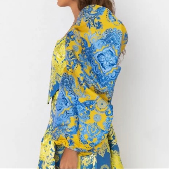 RAYE OF SUNSHINE BROCADE PUFF SLEEVE CORSET BLOUSE (balloon sleeves) - Picture 4 of 5